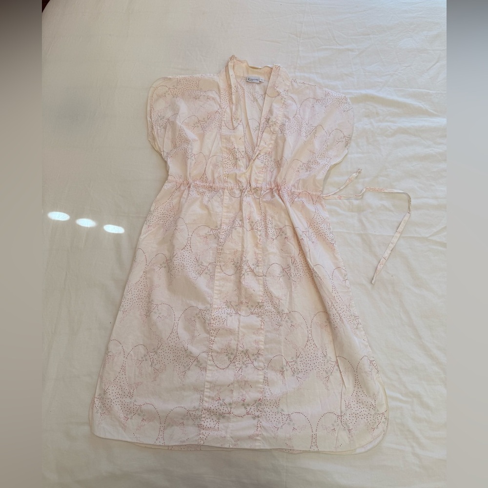 Vintage Kiyomi 60s/70s A Line Drawstring Waist Midi Dress Pale Pink Size Large